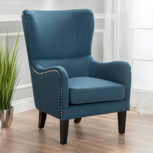 Blue upholstered armchair new arrivals